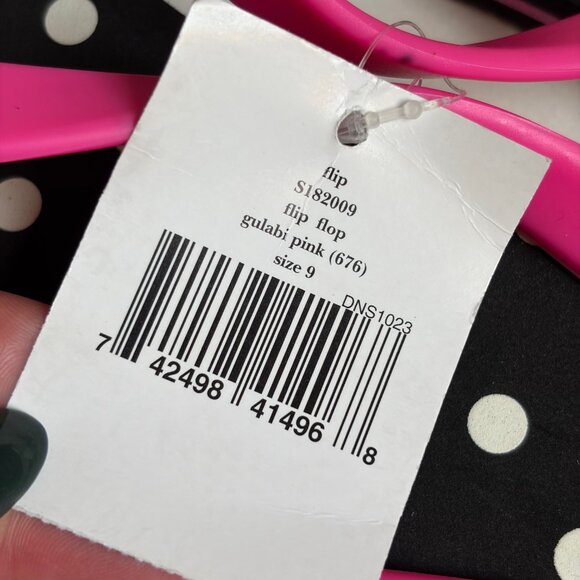 NWT Kate Spade Gulabi Pink Black & White Polka Dot Flip Flops - Size 9 - Picture 7 of 8